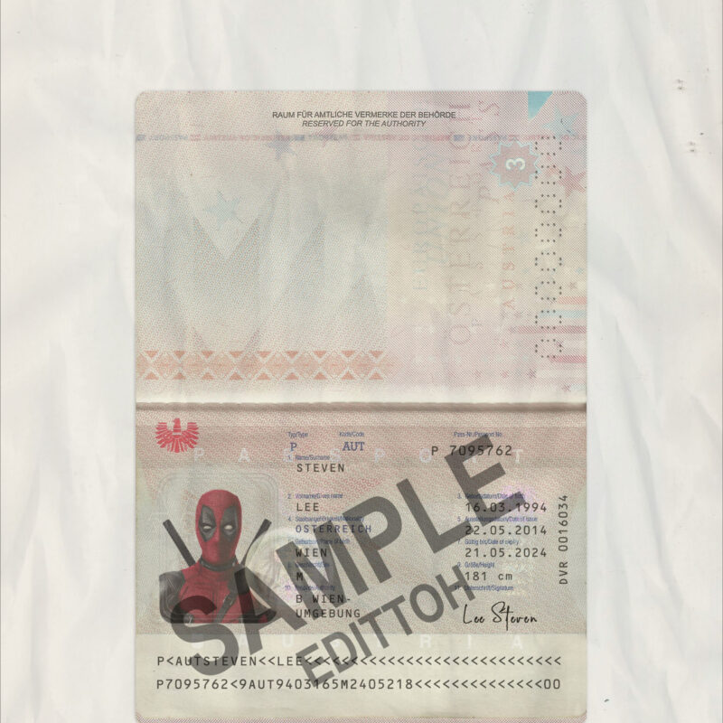 Austria Passport PSD Template
