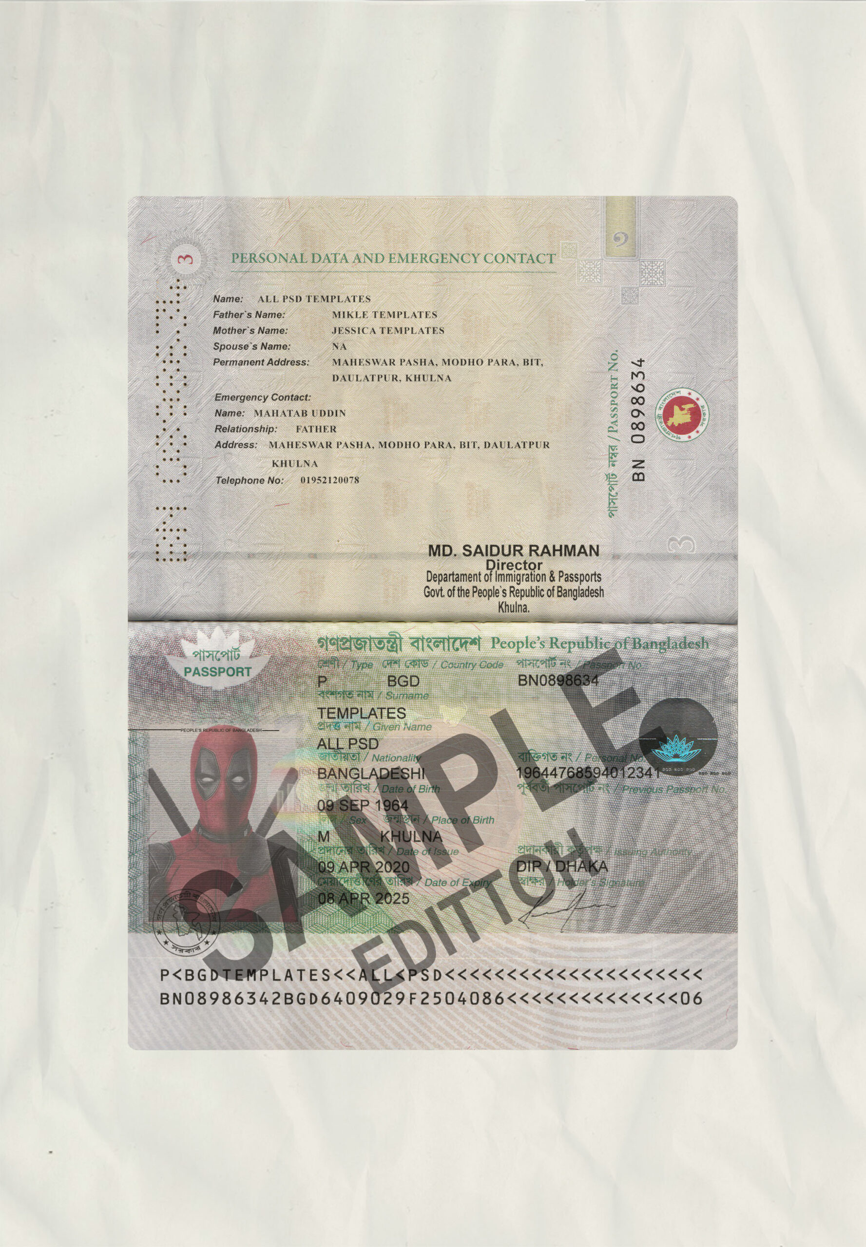 Bangladesh Passport 2013+ PSD Template