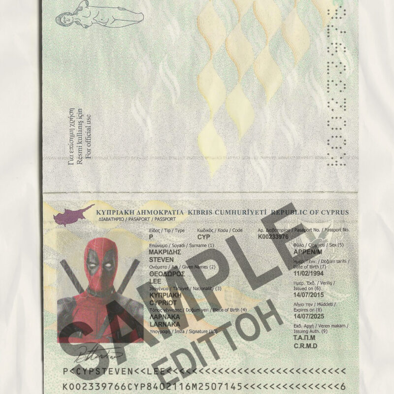 Cyprus Passport PSD Template