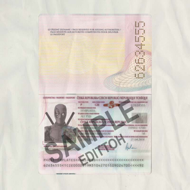 Czech Republic Passport PSD Template