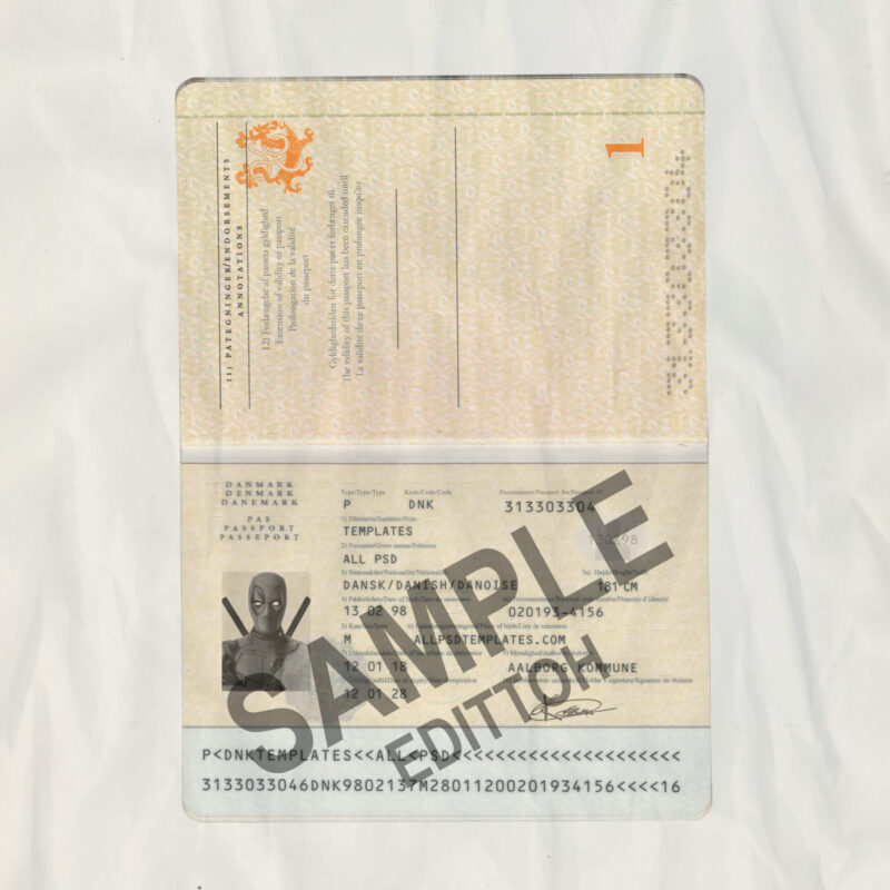 Denmark Passport PSD Template