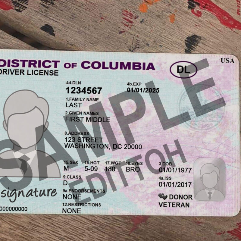 District of Columbia (DC) Driver's License PSD Template