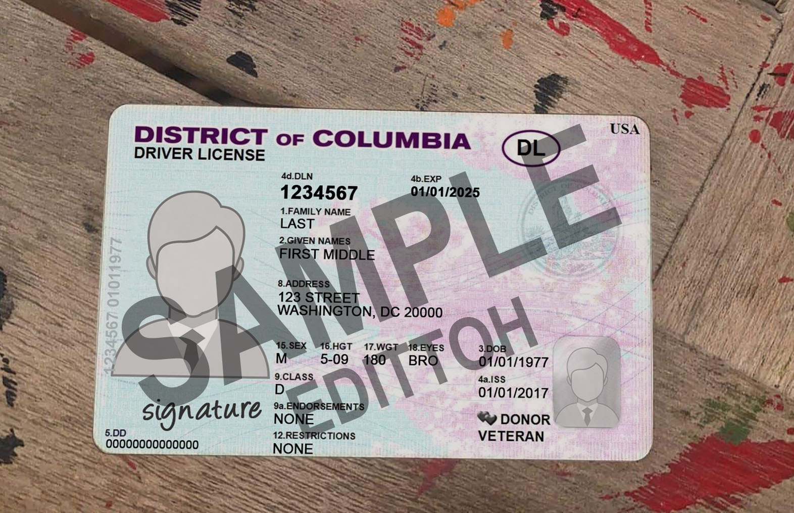 District of Columbia (DC) Driver's License PSD Template