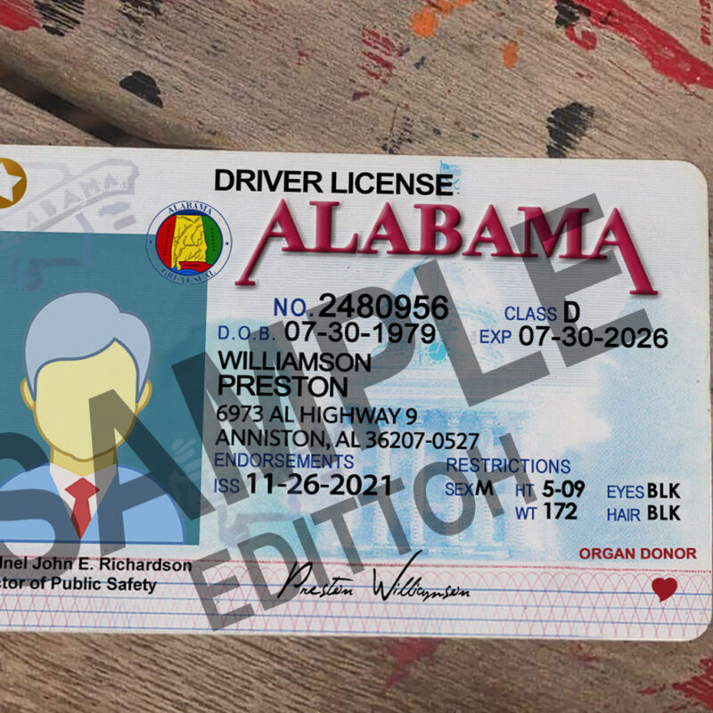 Alabama (AL) Driver's License PSD Template
