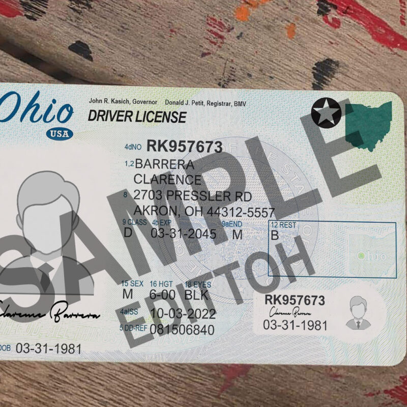 Ohio (OH) Driver's License PSD Template