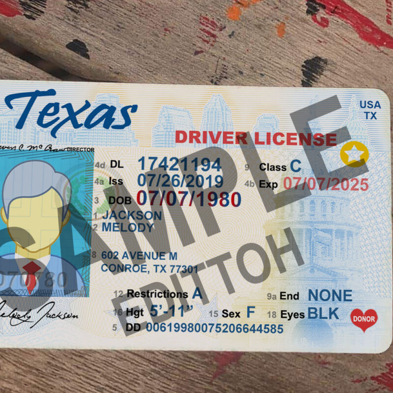 Texas (TX) Driver's License (2016) PSD Template