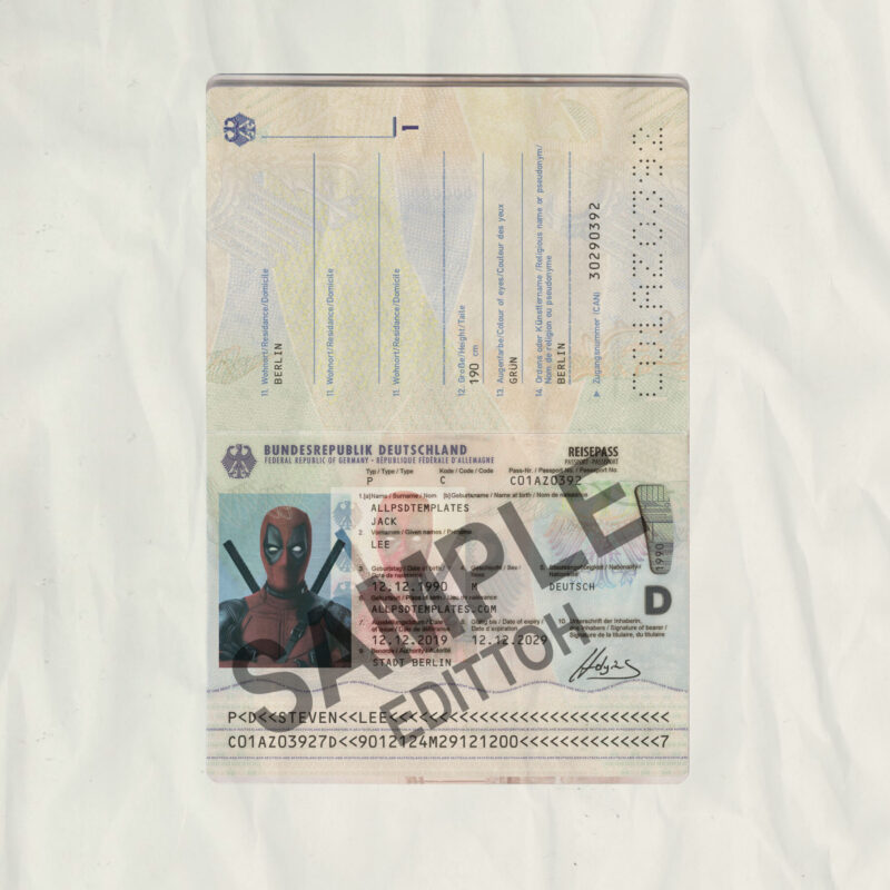 Germany Passport PSD Template