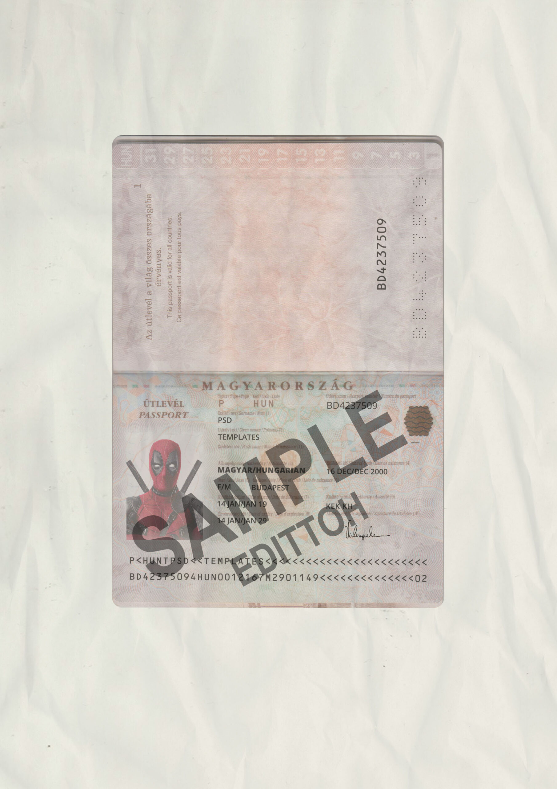 Hungary Passport PSD Template