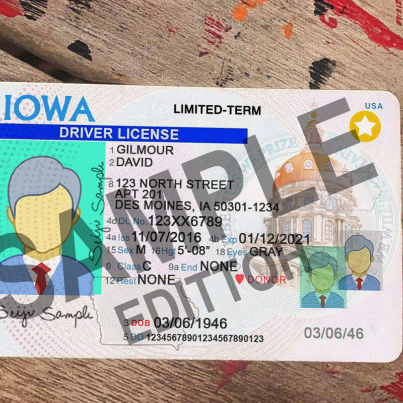 Iowa (IA) Driver's License PSD Template