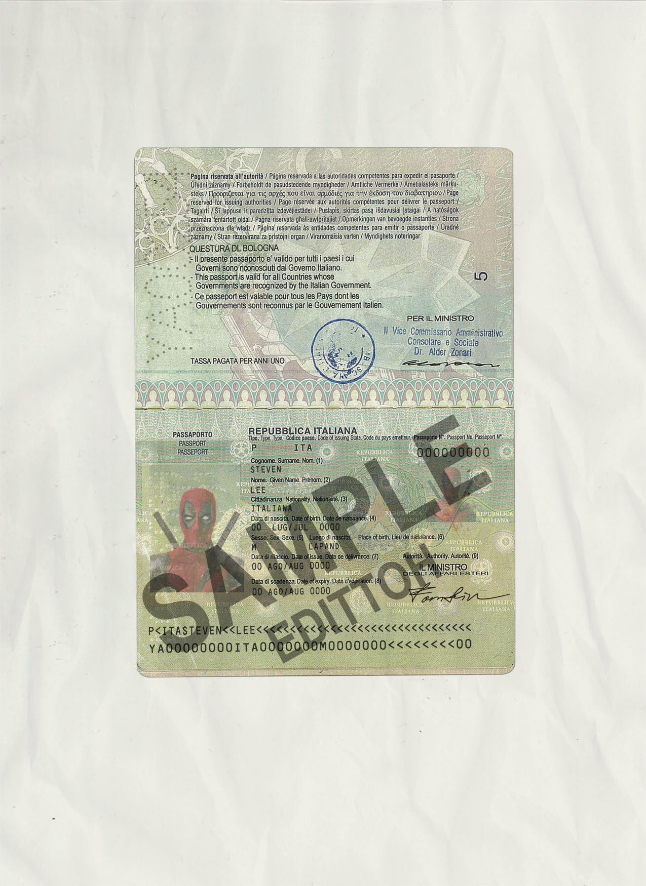 Italy Passport PSD Template