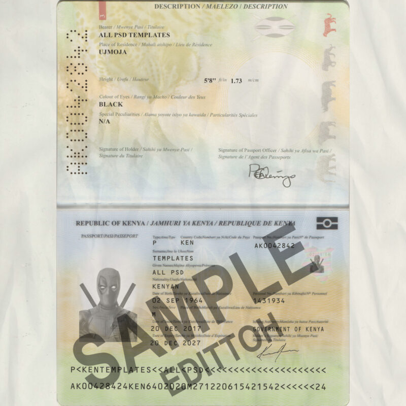 Kenya Passport 2015+ PSD Template