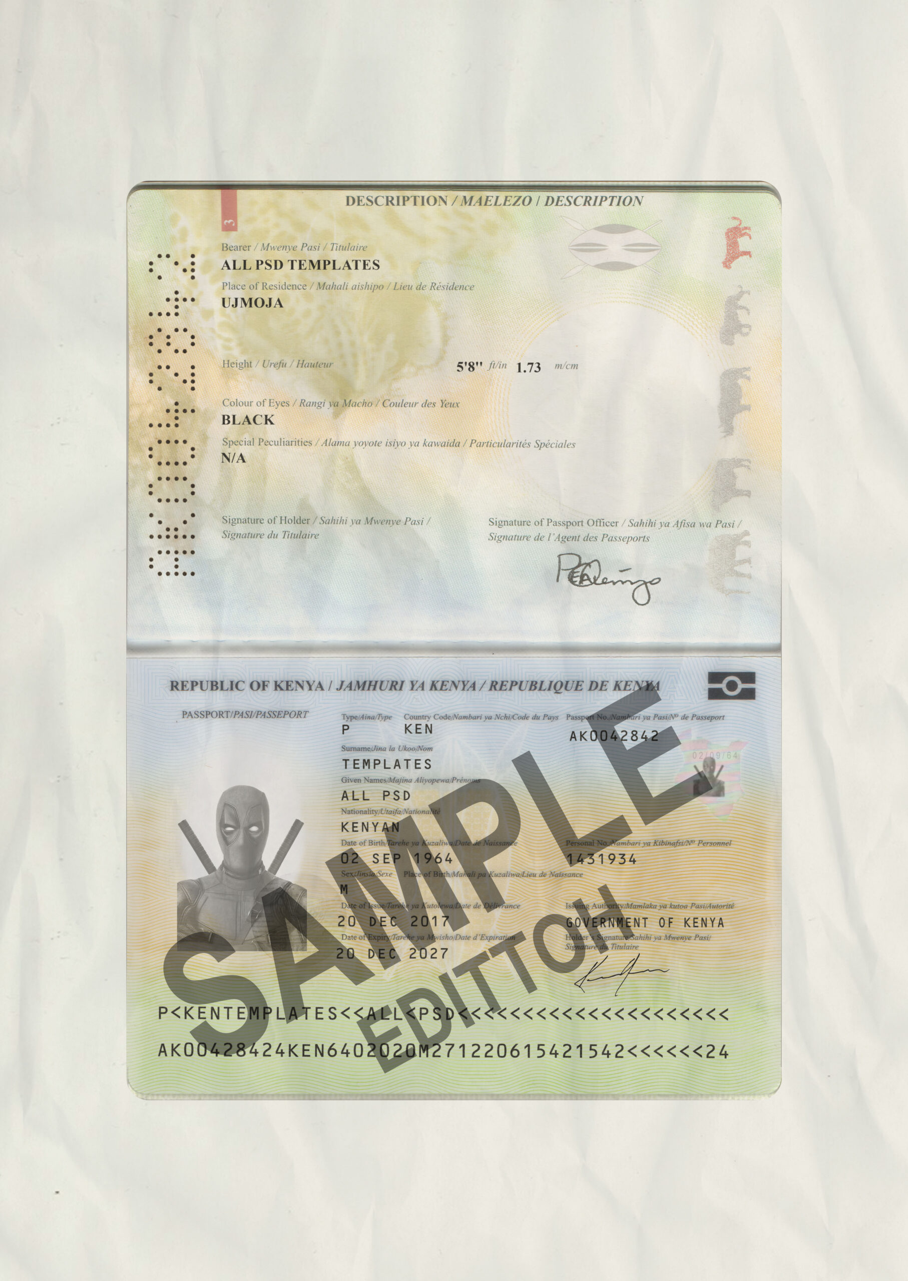 Kenya Passport 2015+ PSD Template