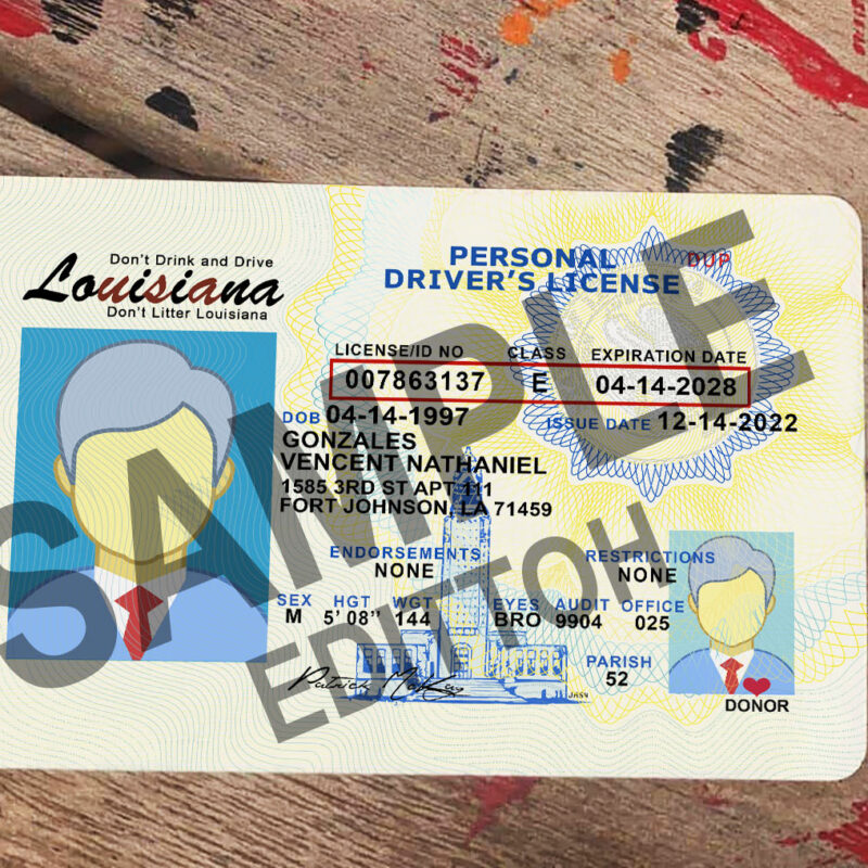Louisiana (LA) Driver's License PSD Template