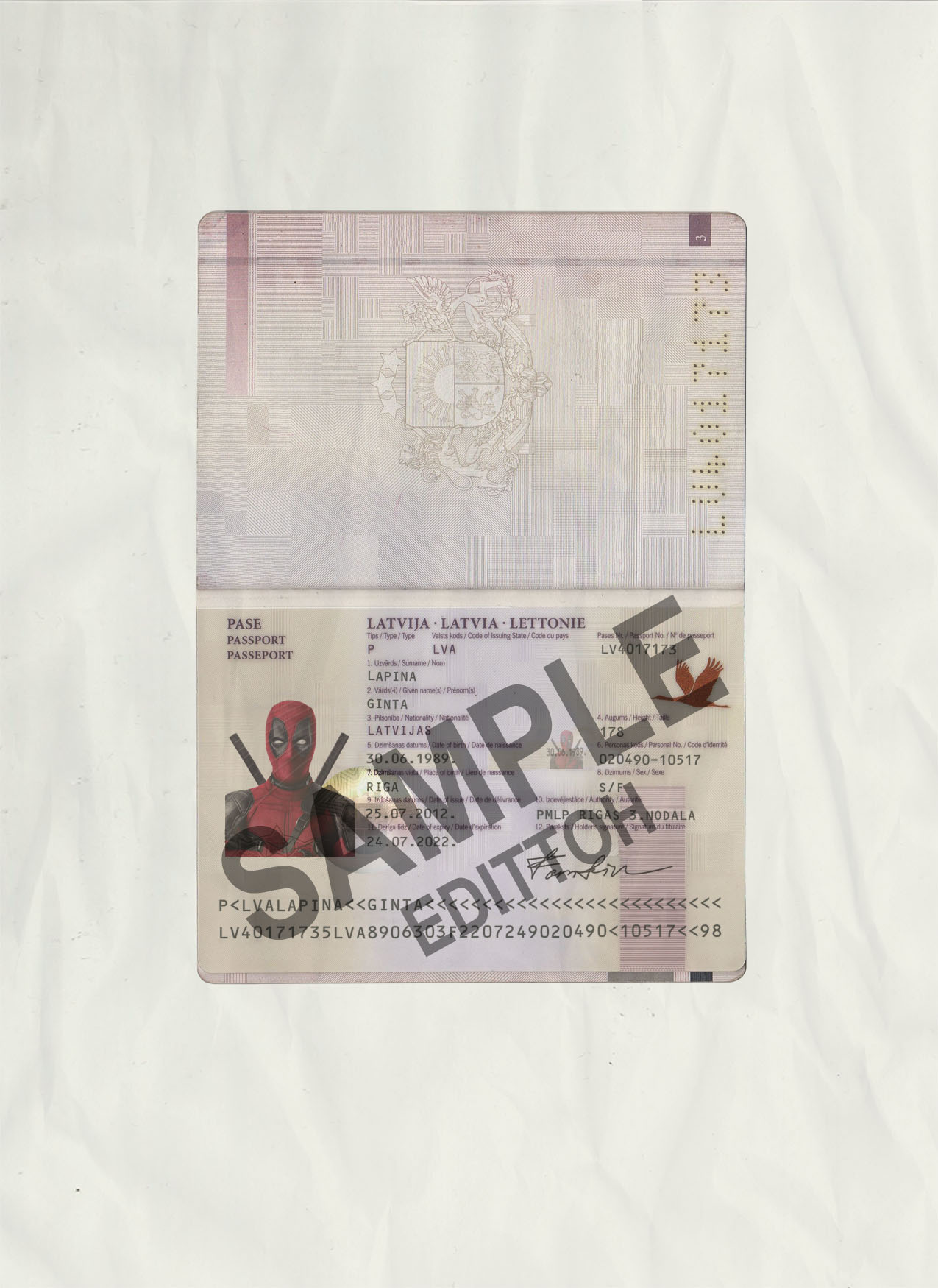 Latvia Passport PSD Template