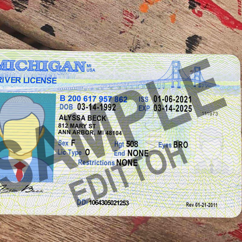 Michigan (MI) Driver's License PSD Template