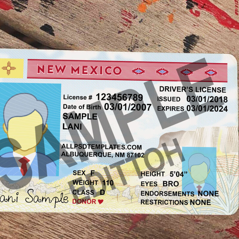 New Mexico (NM) Driver's License PSD Template