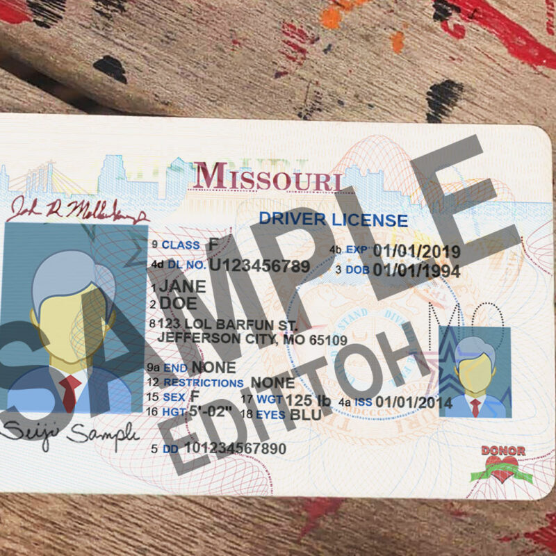 Missouri (MO) Driver's License (2012) PSD Template