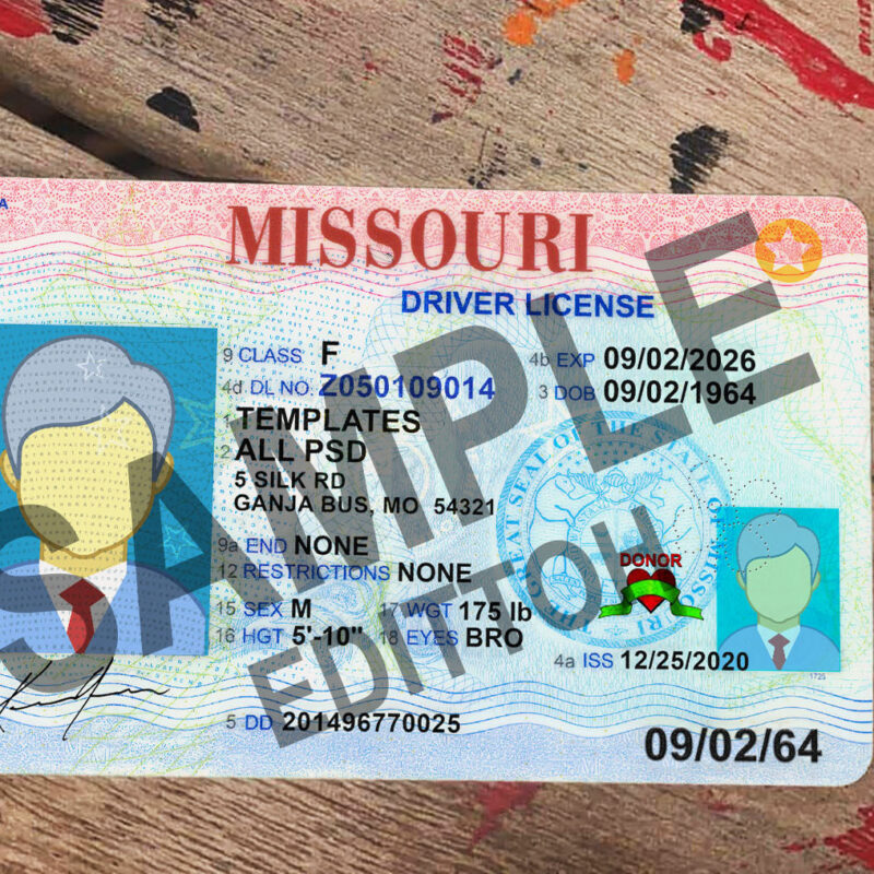 Missouri (MO) Driver's License (2020) PSD Template