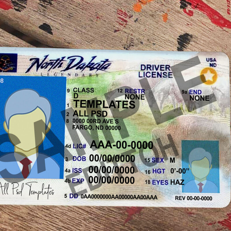 North Dakota (ND) Driver's License (2008) PSD Template