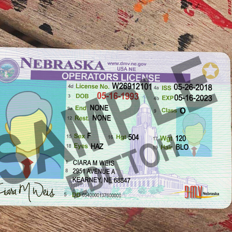 Nebraska (NE) Driver's License PSD Template