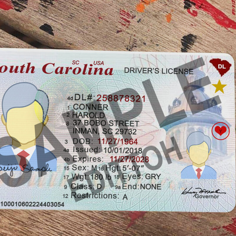 South Carolina (SC) Driver's License PSD Template
