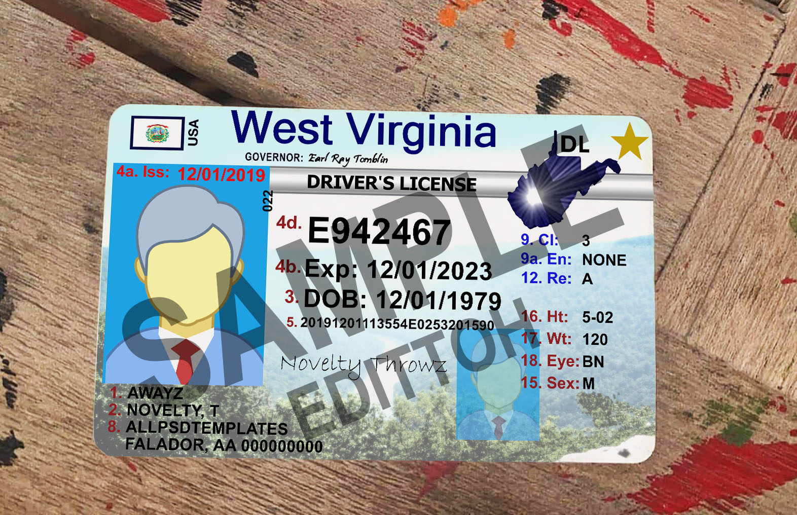 West Virginia (WV) Driver's License PSD Template