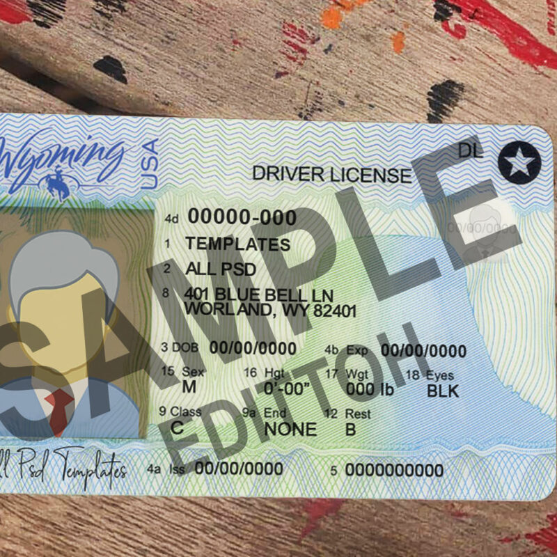 Wyoming (WY) Driver's License PSD Template