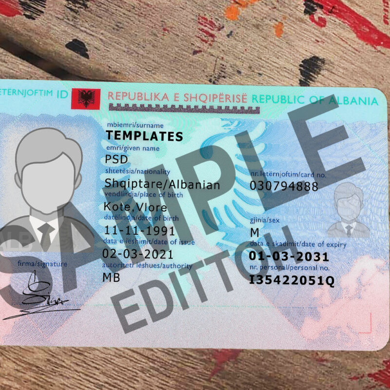 Republic of Albania ID Card PSD Template