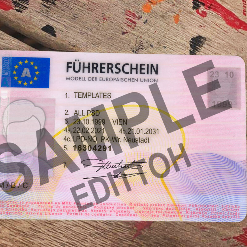 Republic of Austria Driver's License PSD Template