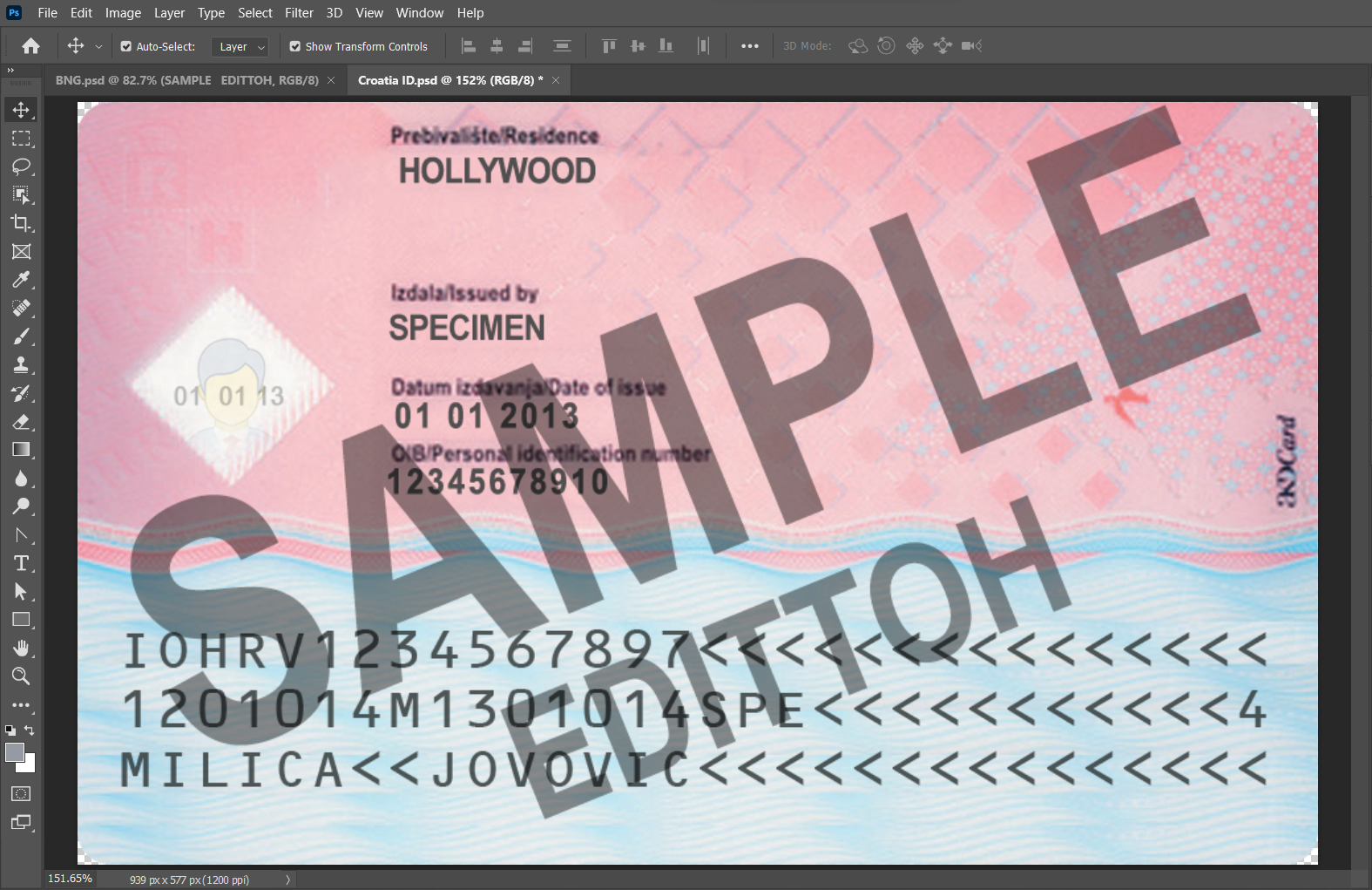Republic of Croatia ID Card PSD Template - Image 4