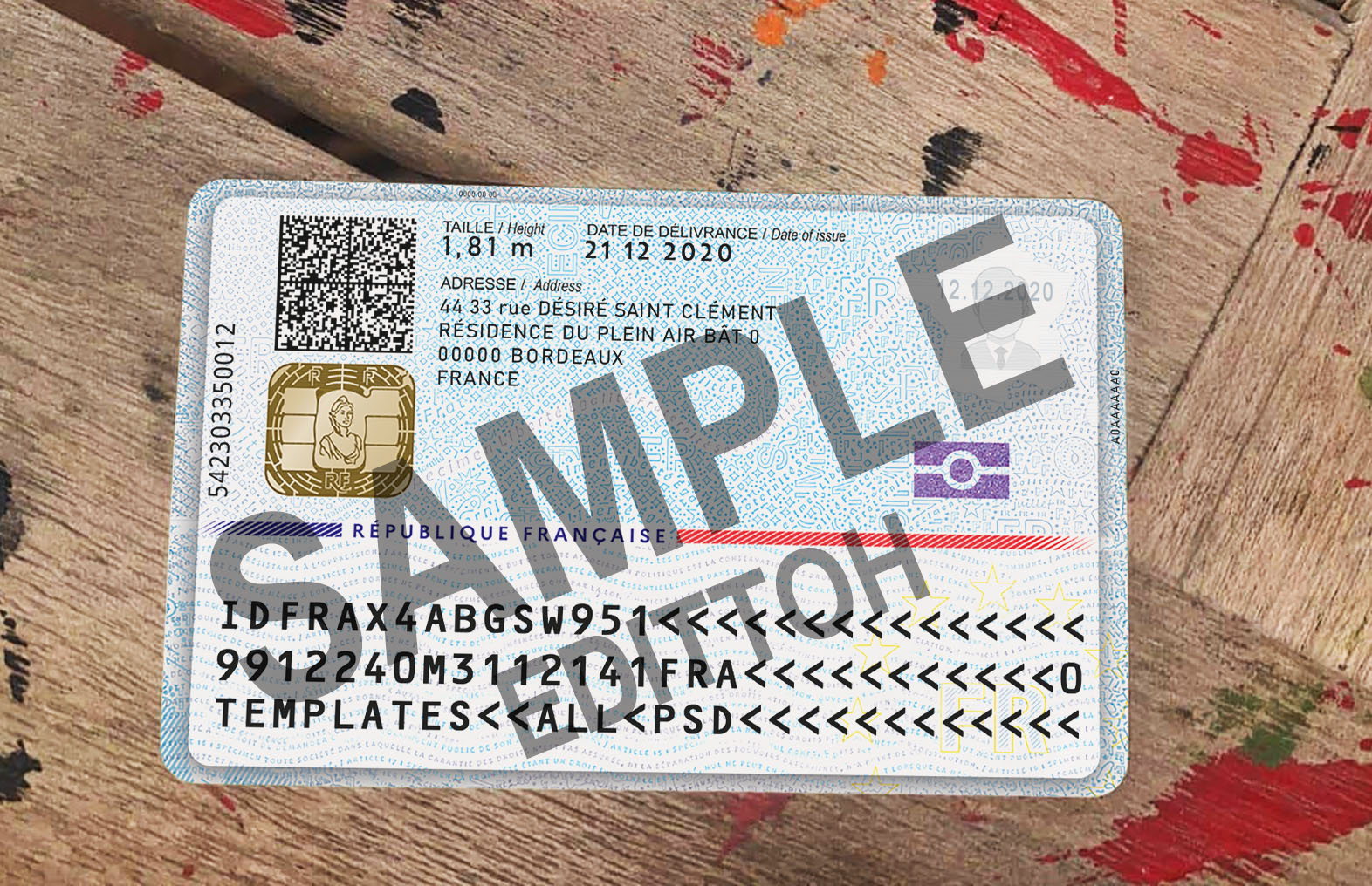 France V2 ID Card PSD Template - Image 2