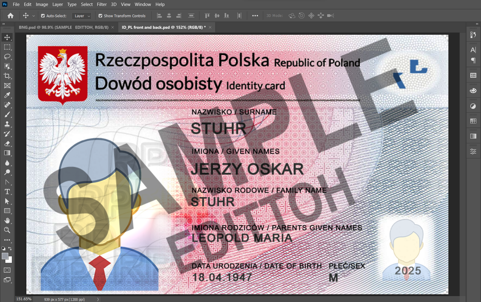 Republic of Poland ID Card PSD Template - Image 3