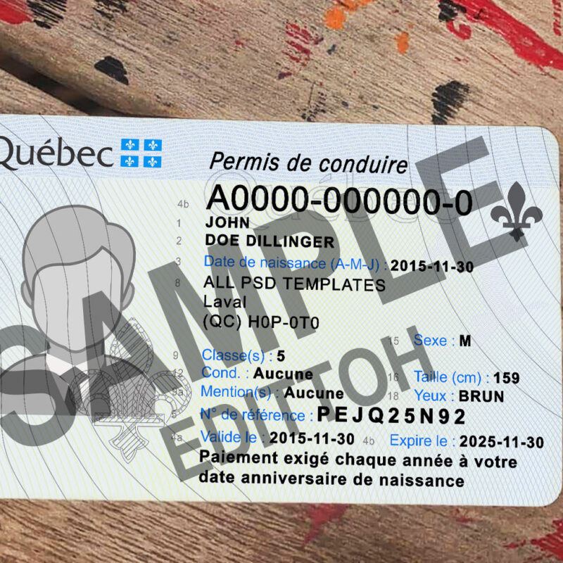Quebec Driver's License PSD Template