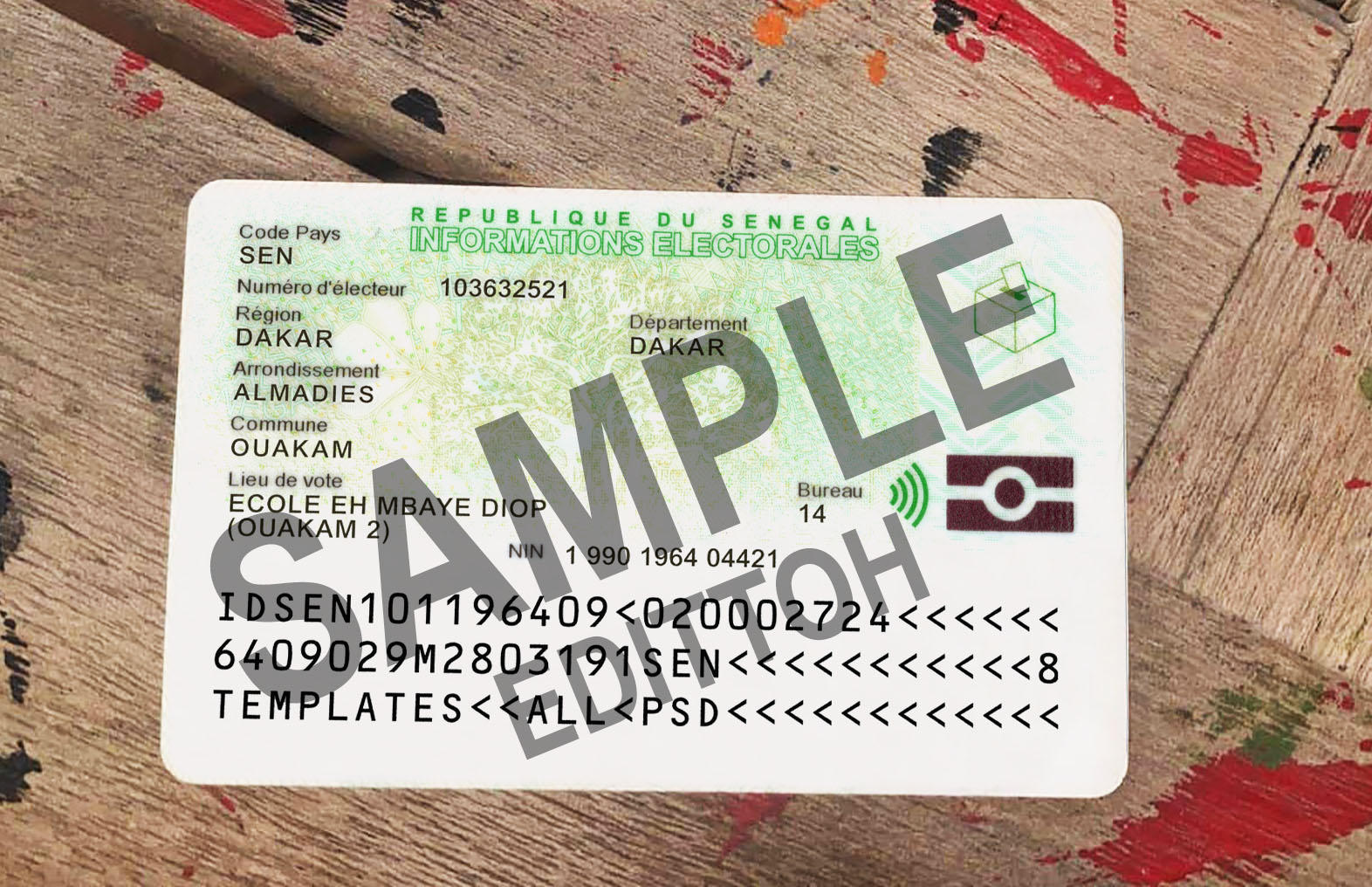 Republic of Senegal ID Card PSD Template - Image 2