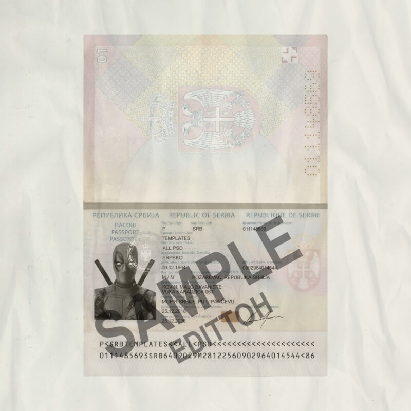 Serbia Passport 2008+ PSD Template