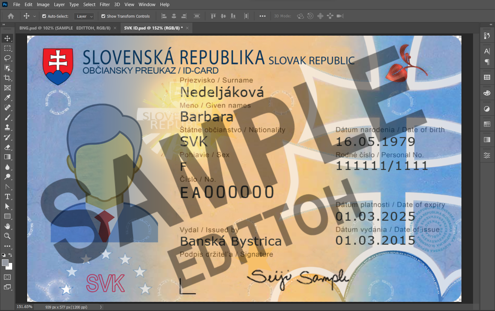 Slovak Republic ID Card PSD Template - Image 3