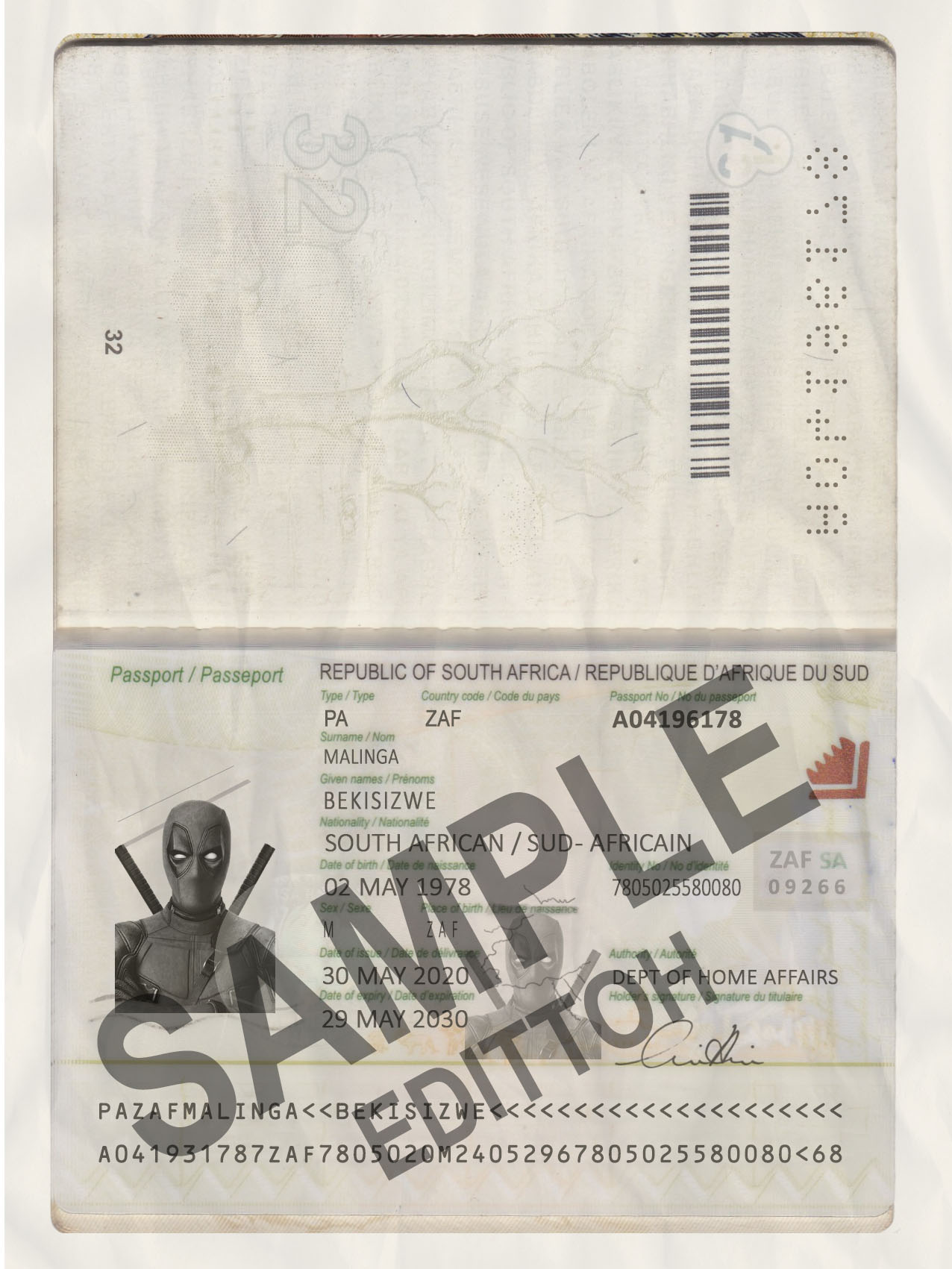 South Africa Passport PSD Template