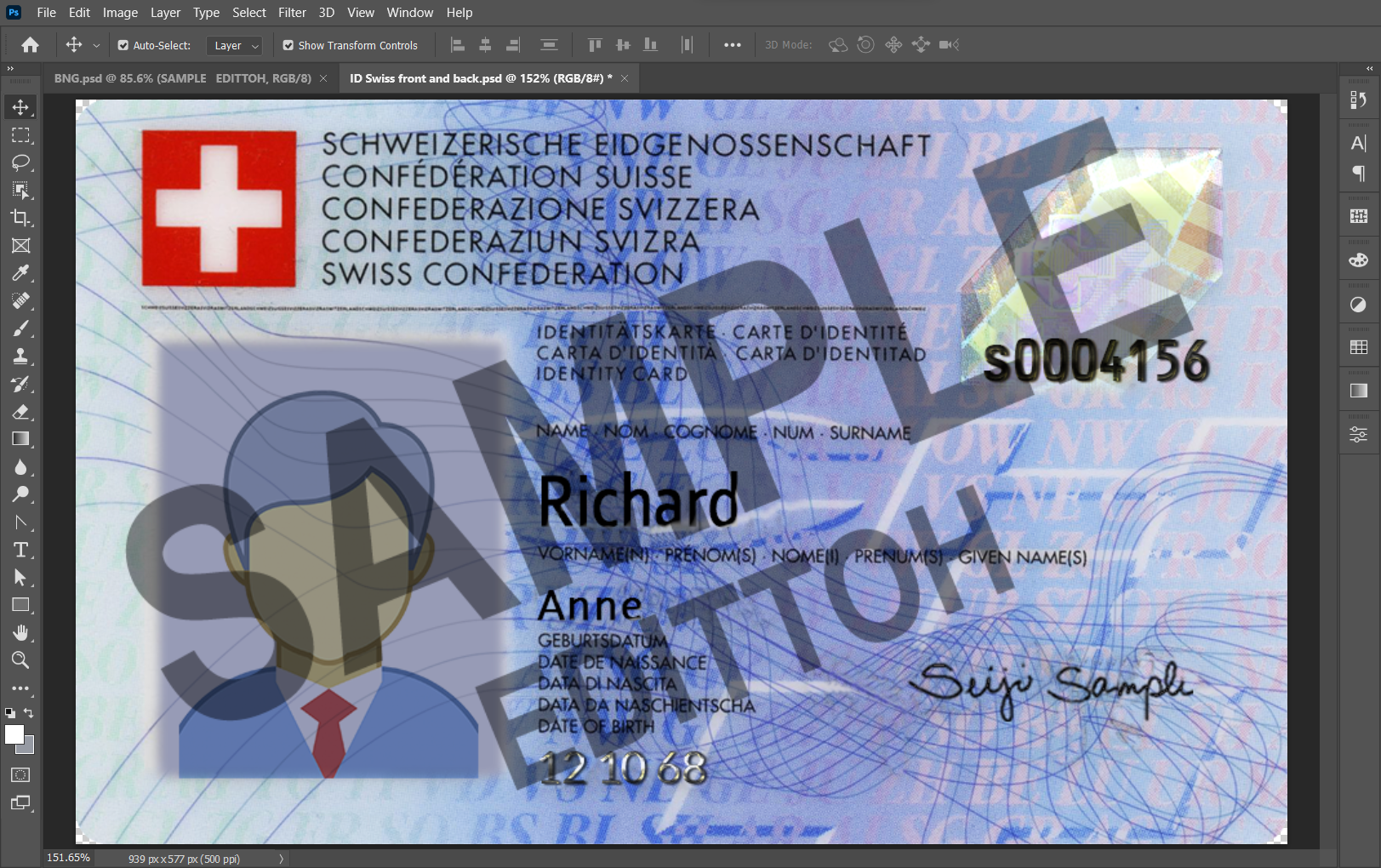 Switzerland ID Card PSD Template - Image 3