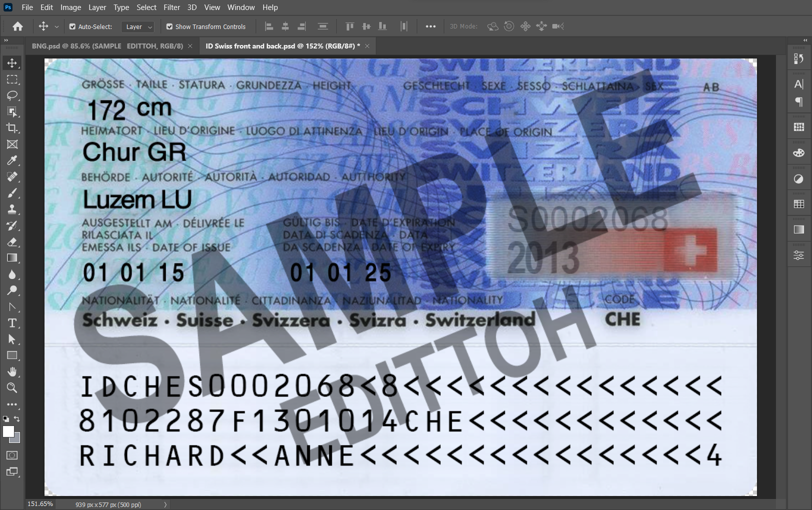 Switzerland ID Card PSD Template - Image 4