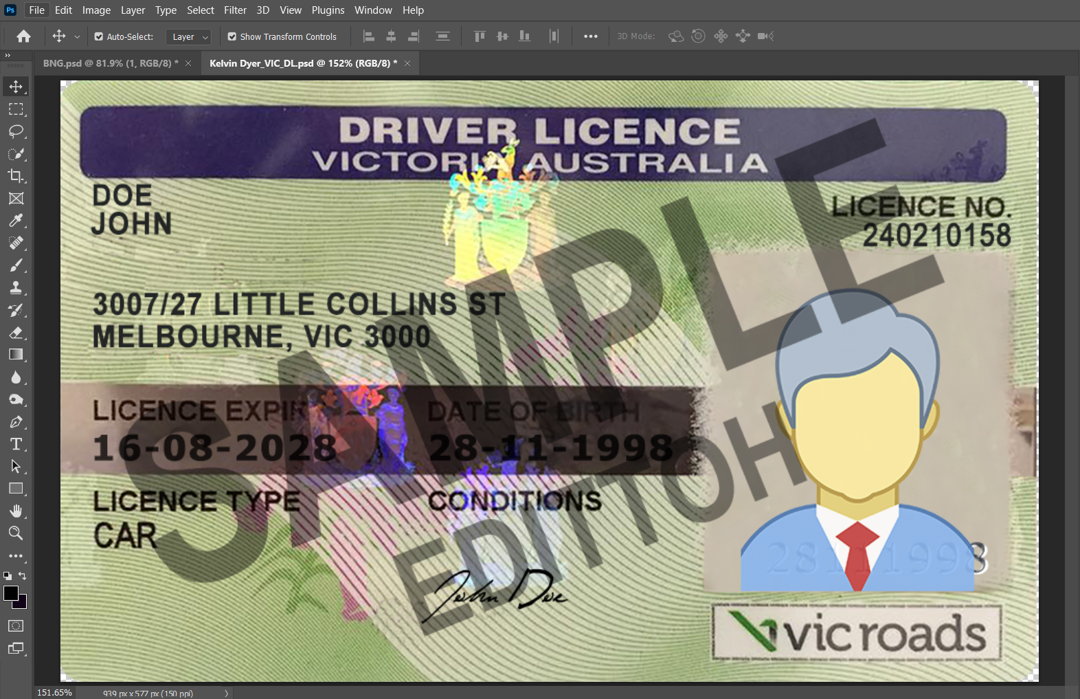 Victoria Driver's License PSD Template - Image 3