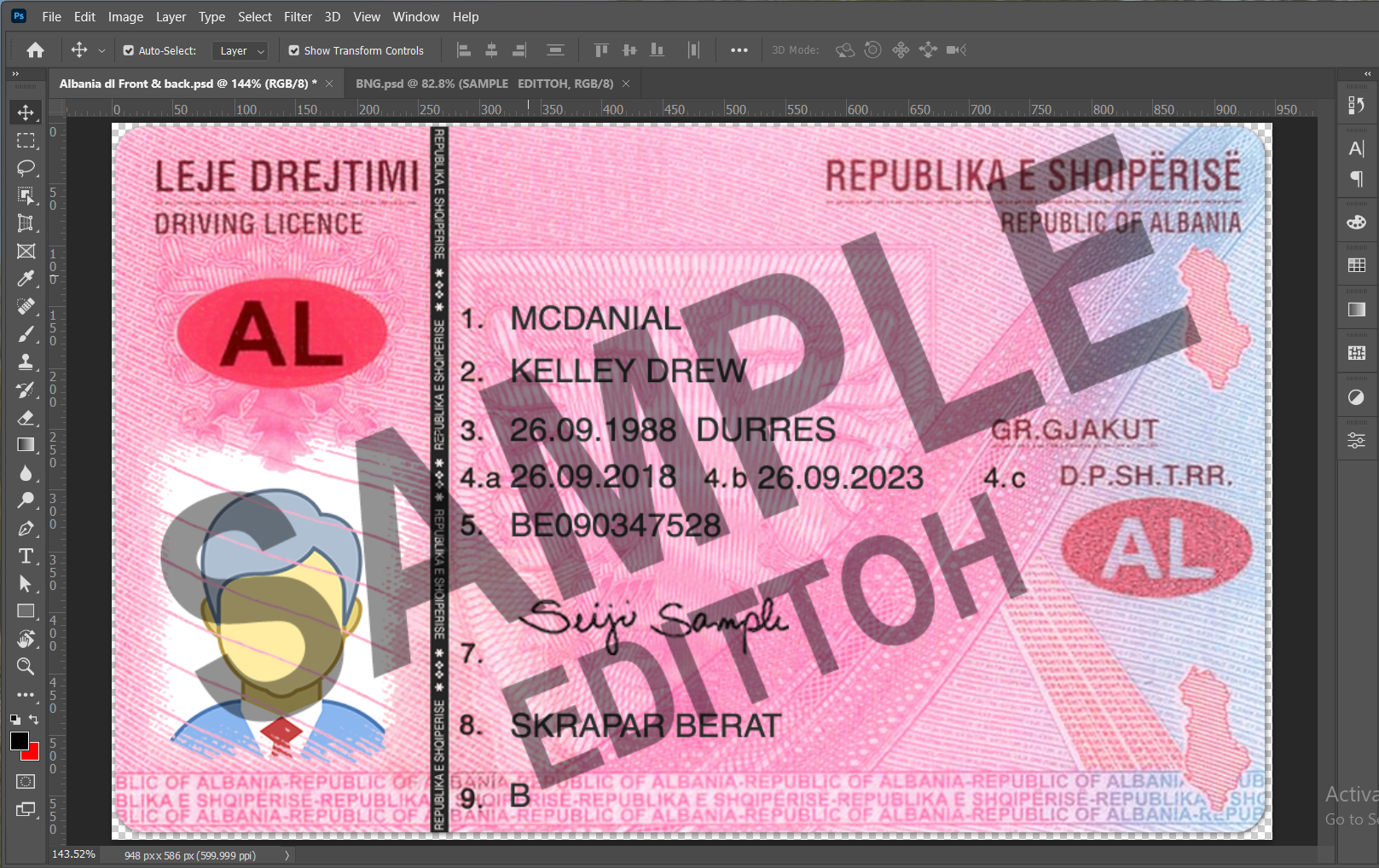 Albania Driver's License PSD Template - Image 3