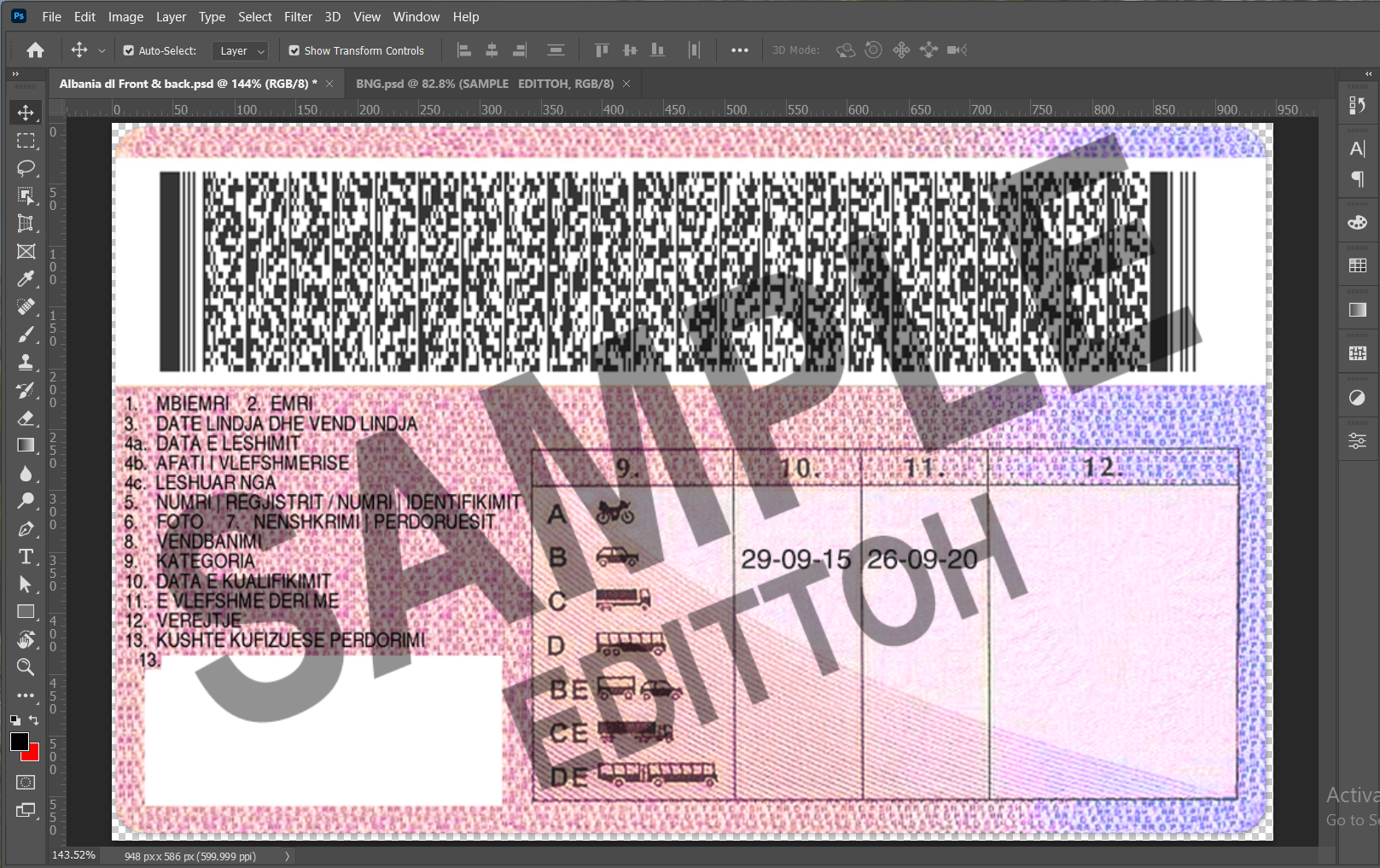 Albania Driver's License PSD Template - Image 4