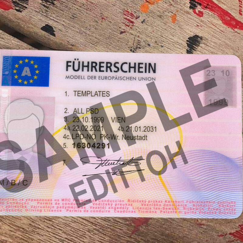 Republic of Austria Driver's License PSD Template
