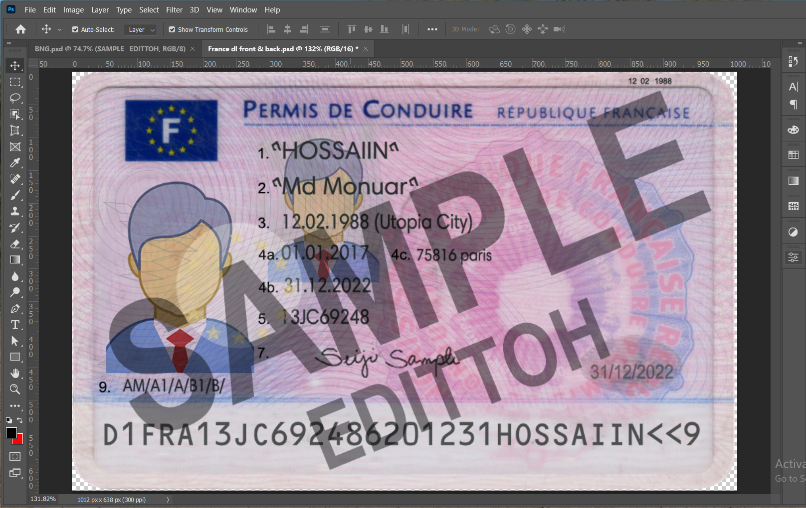 French Republic Driver's License PSD Template - Image 3