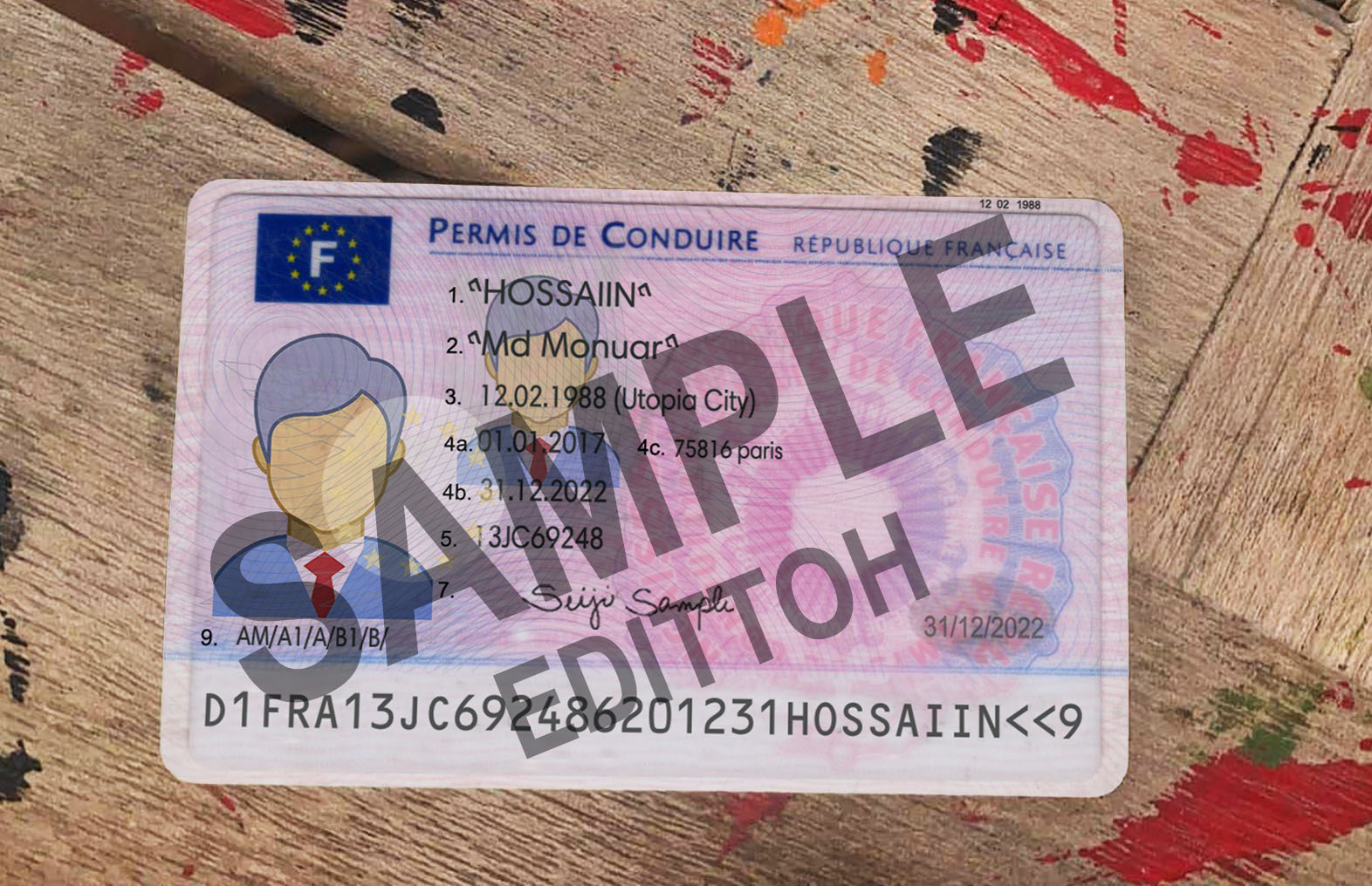 French Republic Driver's License PSD Template