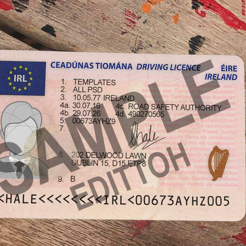 Ireland Driver's License PSD Template