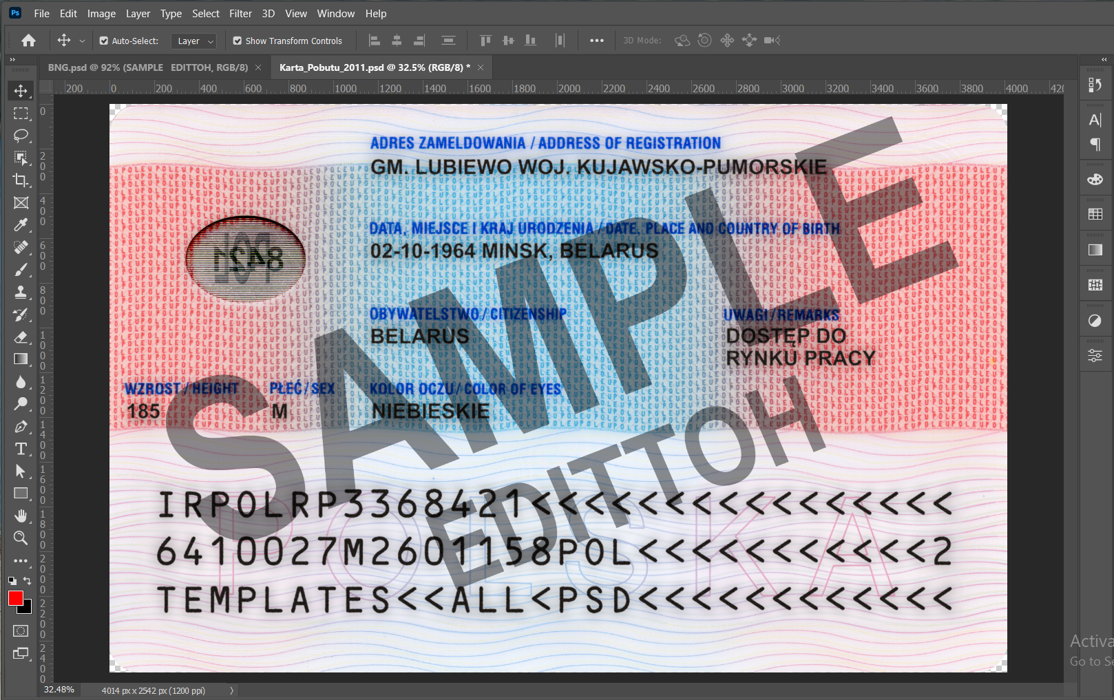 Karta Pobytu Residence Permit PSD Template - Image 4