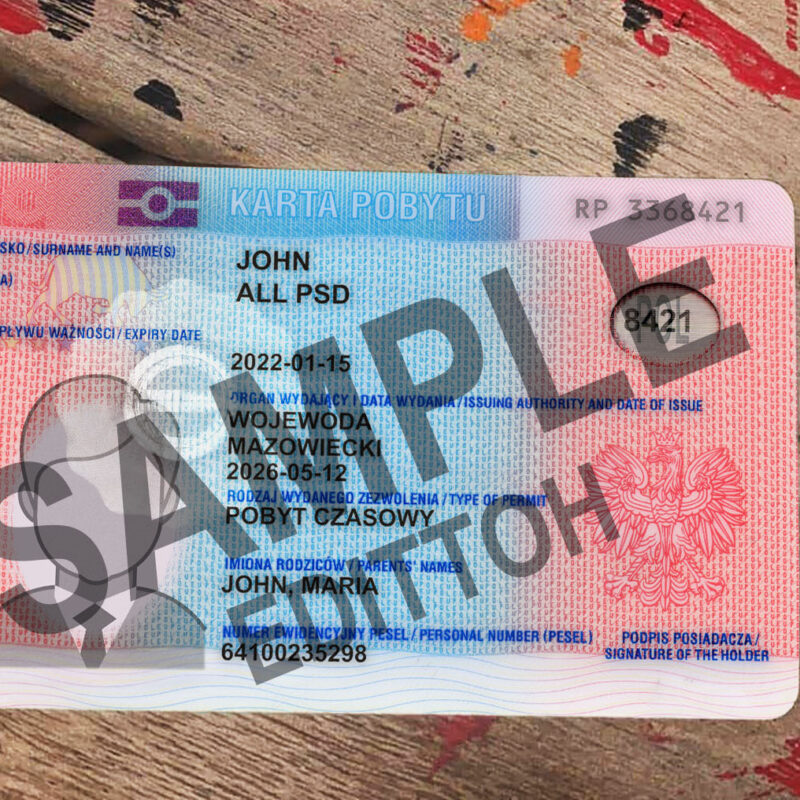 Karta Pobytu Residence Permit PSD Template
