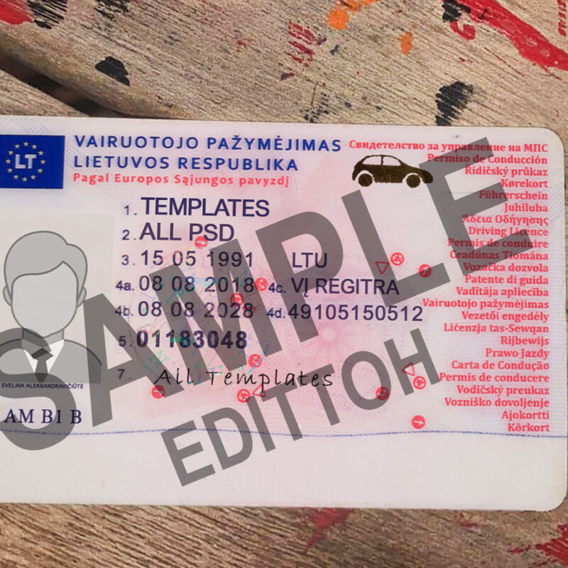 Republic of Lithuania Driver's License PSD Template