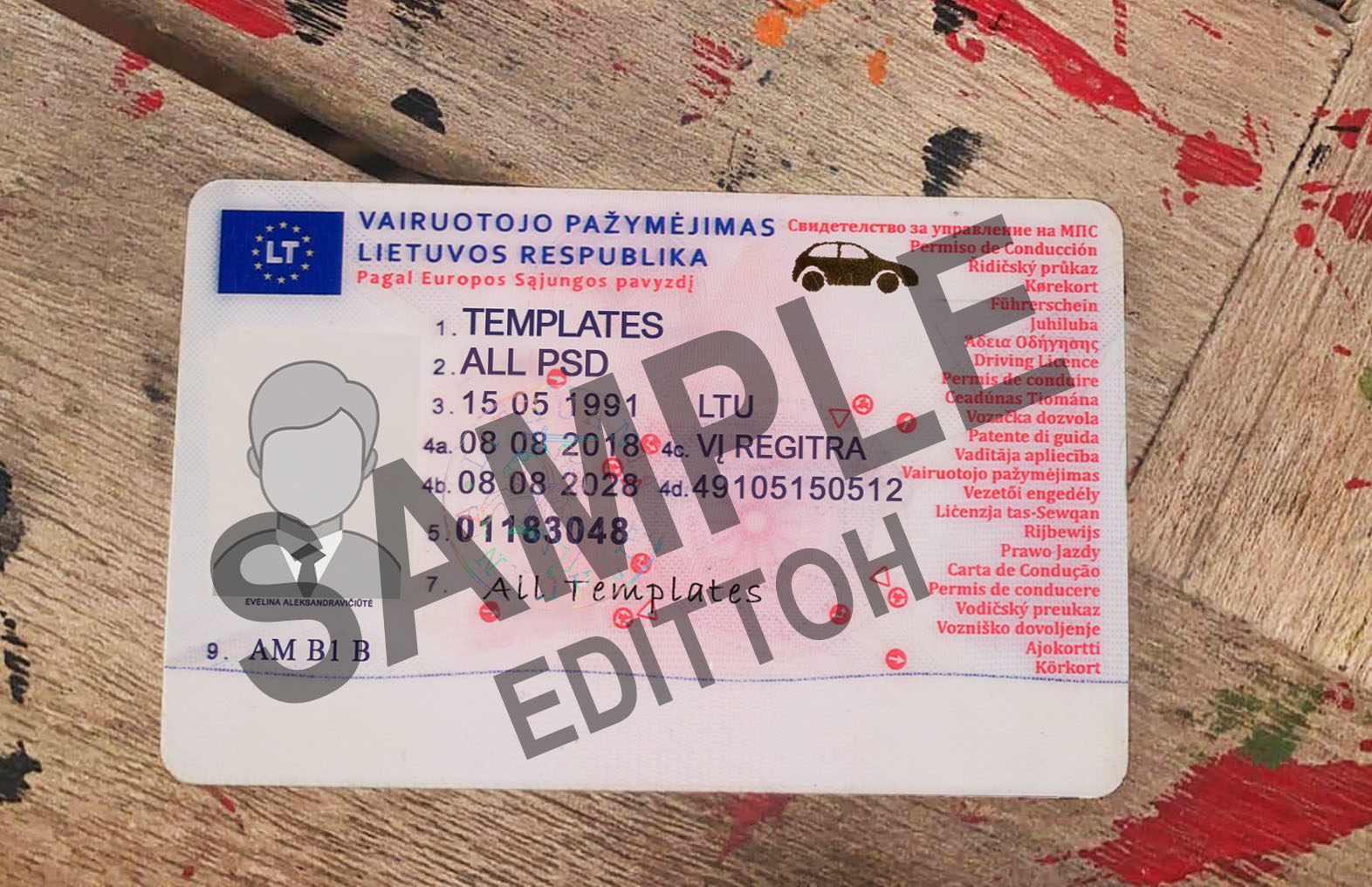 Republic of Lithuania Driver's License PSD Template